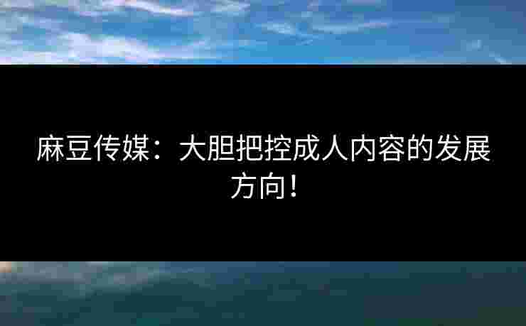 麻豆传媒：大胆把控成人内容的发展方向！