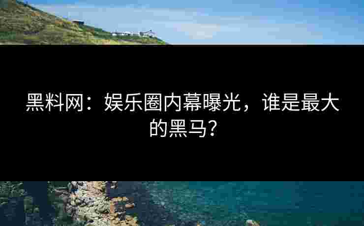 黑料网：娱乐圈内幕曝光，谁是最大的黑马？