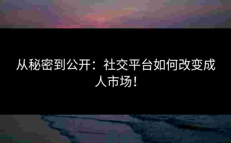 从秘密到公开：社交平台如何改变成人市场！